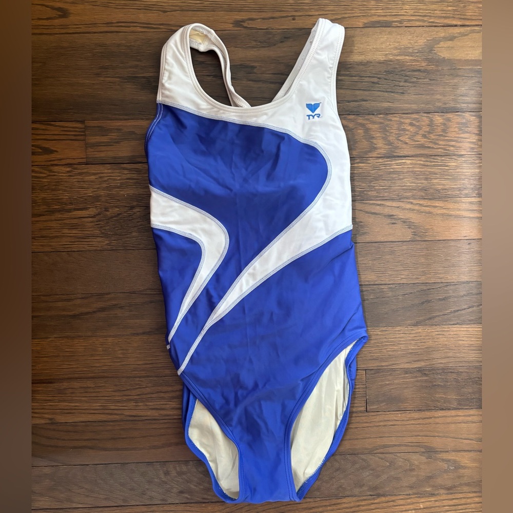 TYR Women’s One Piece Swimsuit in Blue & White (Size 34)